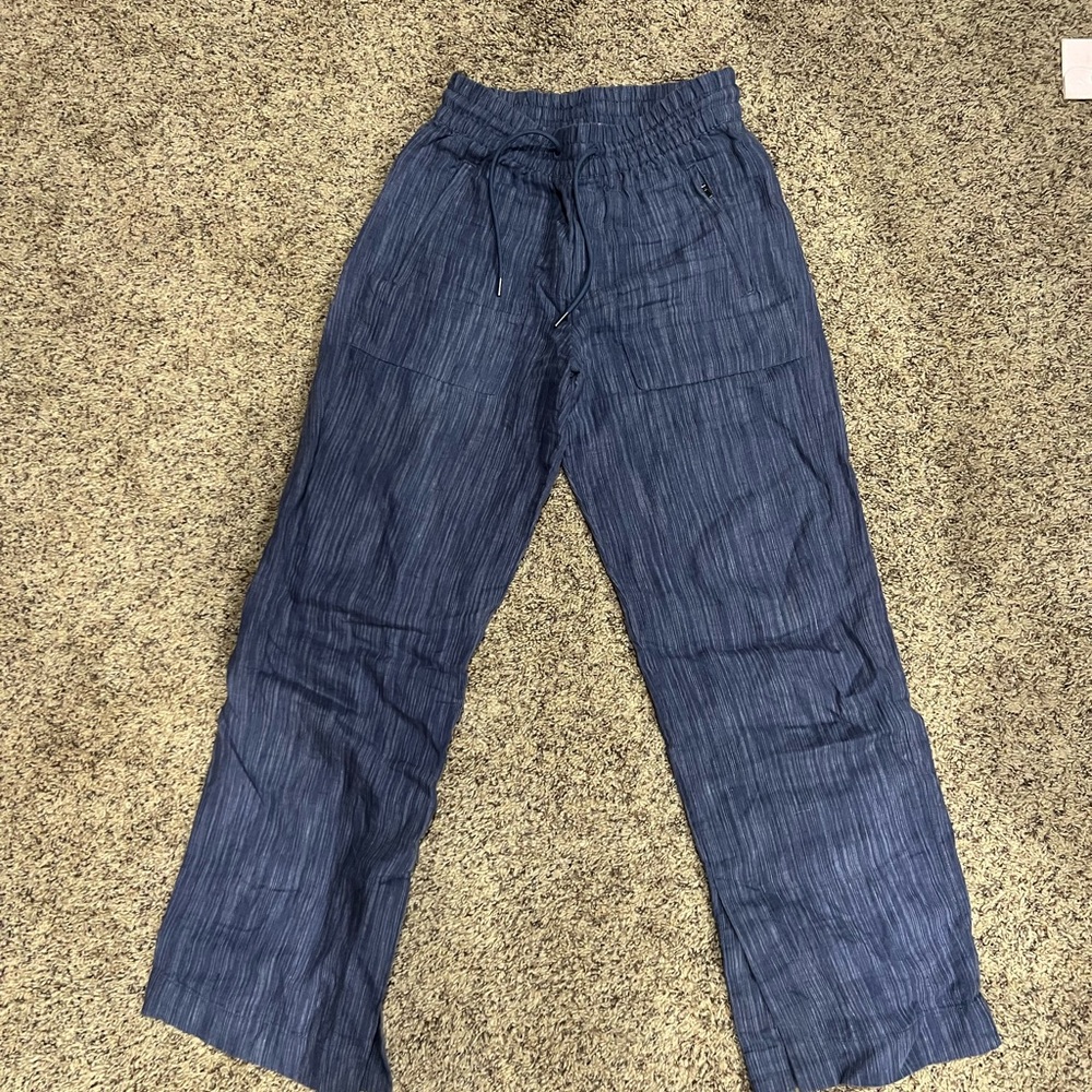 Blue Linen Drawstring Pants
